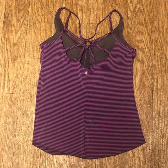 Prana Purple Brown Dreamcatcher Strappy Yoga Workout Stripe Tank Top Size Large - Picture 8 of 10